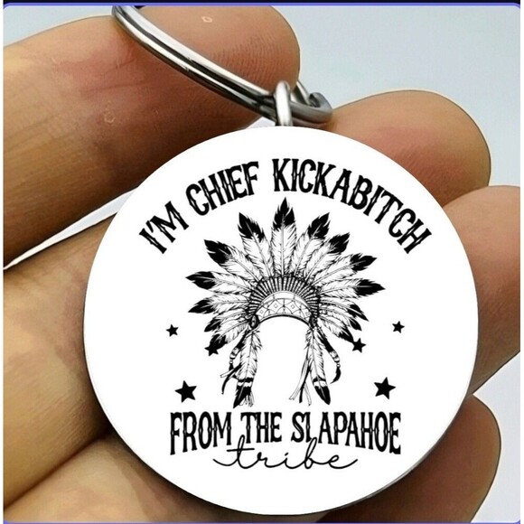 I'm Cheif Tribe How Funny Words Joke Prank Art Stainless Keychain Handmade - Picture 1 of 1